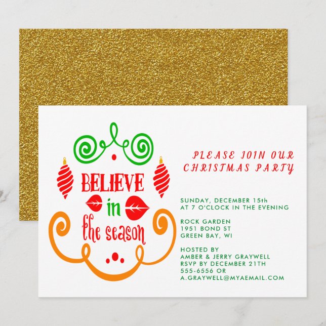 Believe in the Season, Christmas Holiday, ZPR Invitation (Front/Back)