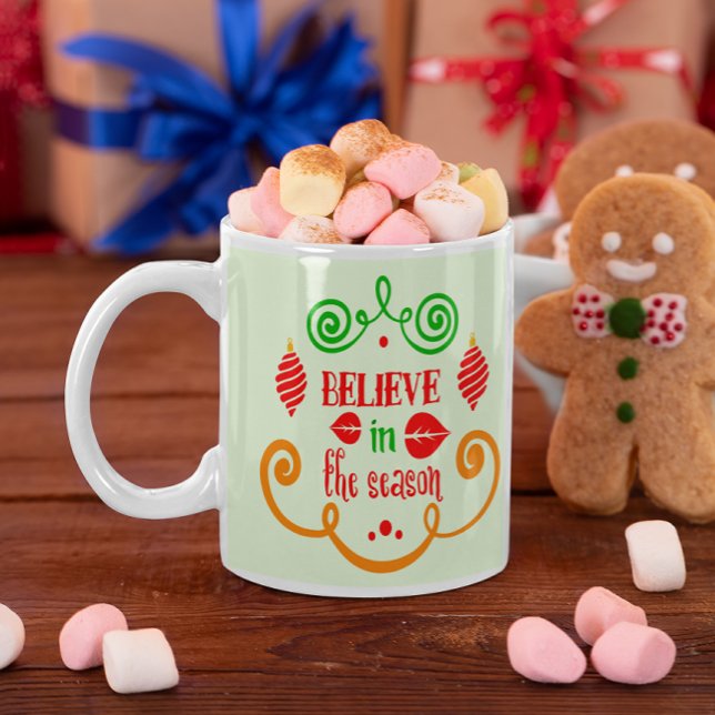 Believe in the Season Quote Christmas Holiday Large Coffee Mug (Believe in the Season Quote Christmas Holiday Giant Coffee Mug)