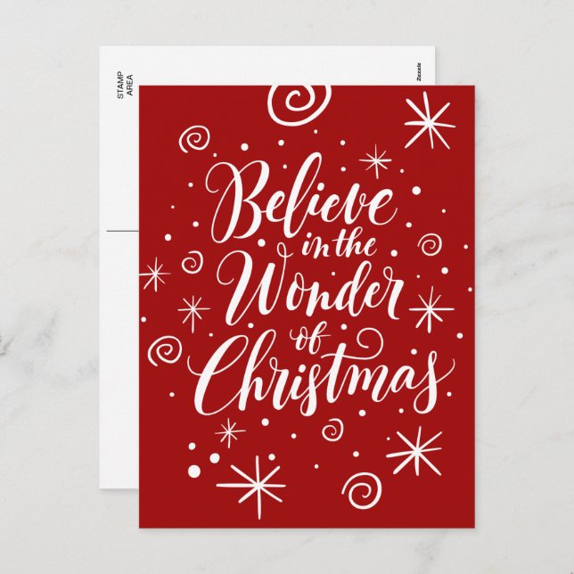 Believe in the Wonder of Christmas Christian Magic Holiday Postcard (Front/Back)