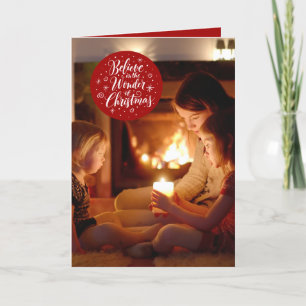 Believe in the Wonder of Christmas Lettering Magic Holiday Card