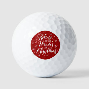 Believe in the Wonder of Christmas Lettering Round Golf Balls