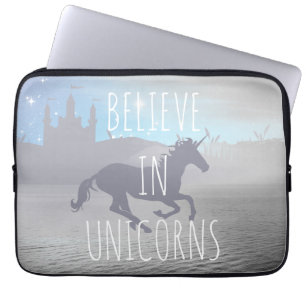 Believe in Unicorns Whimsical Art Laptop Sleeve
