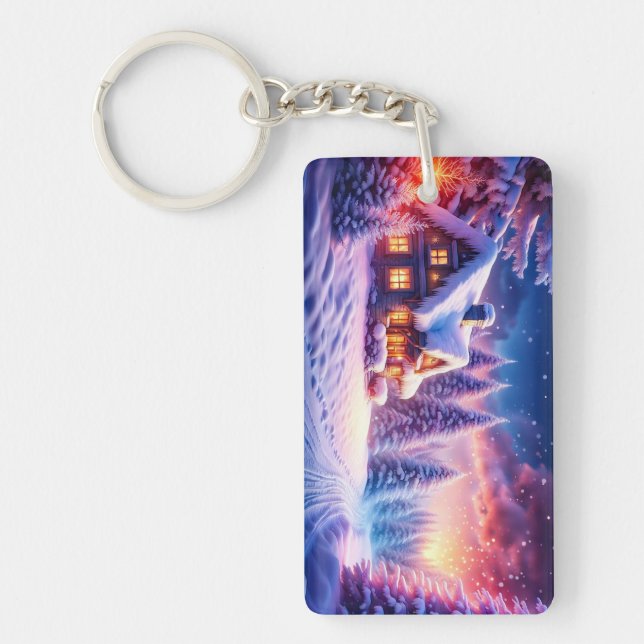 Believe in Winter Magic - Cosy Cabin Keychain (Front)