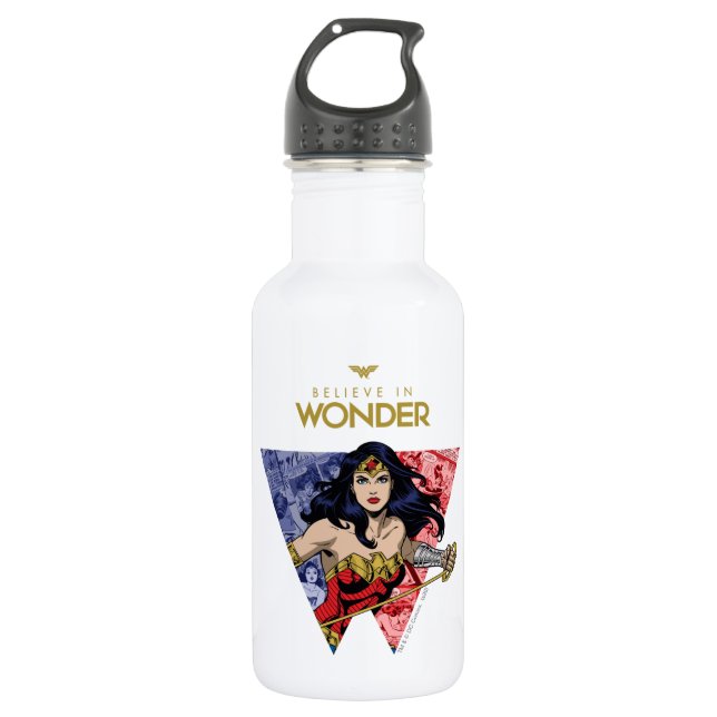 "Believe In Wonder" Wonder Woman Lasso Comic Logo 532 Ml Water Bottle (Front)