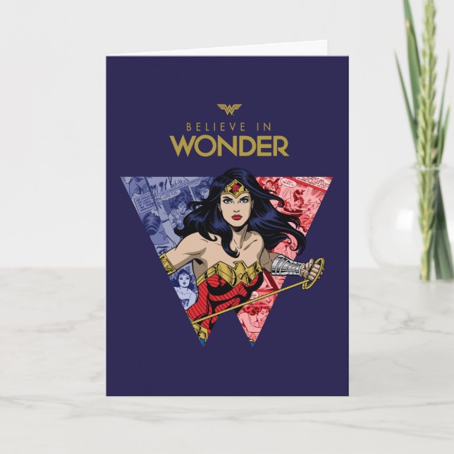 "Believe In Wonder" Wonder Woman Lasso Comic Logo Card (Front)