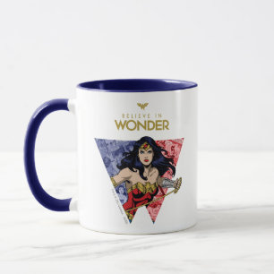 "Believe In Wonder" Wonder Woman Lasso Comic Logo Mug