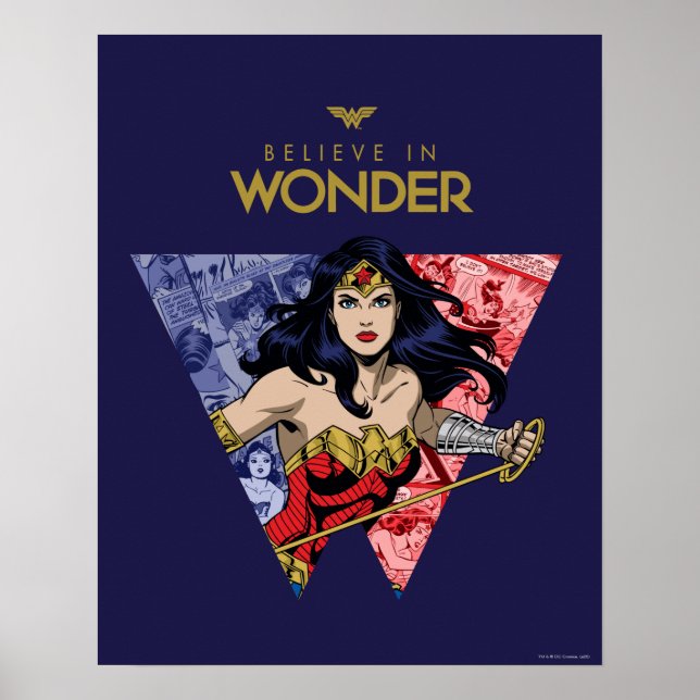 "Believe In Wonder" Wonder Woman Lasso Comic Logo Poster (Front)
