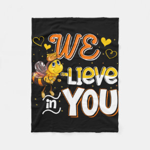 Believe In You Funny Bee Testing Day Teacher Kid T Fleece Blanket