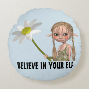 BELIEVE IN YOUR ELF PILLOWS, FANTASY CUTE ROUND CUSHION