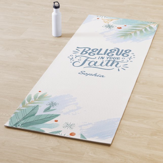 Believe In Your Faith Winter Vibes Bible Verse Yoga Mat (In Situ)