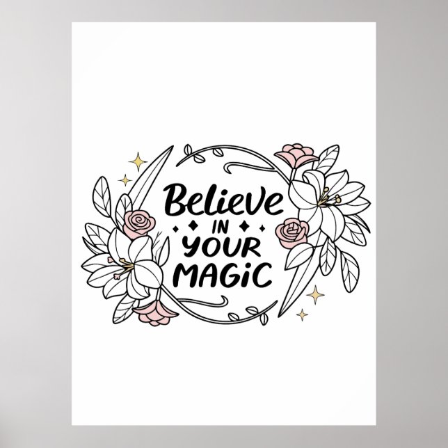 Believe in Your Magic – Inspirational Floral  Poster (Front)