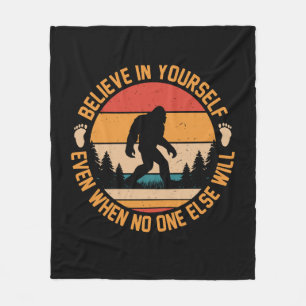 Believe In Yourself Bigfoot Black Fleece Blanket