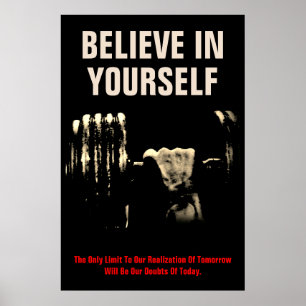 Believe In Yourself Bodybuilding Training Sepia Poster