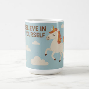 Believe in Yourself – Cute Unicorn Motivation Desi Coffee Mug