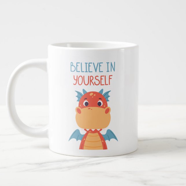 Believe In Yourself Dragon Large Coffee Mug (Left)