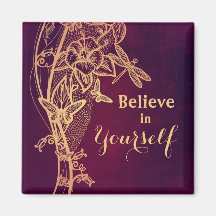 Believe in Yourself Elegant Butterfly on Burgundy