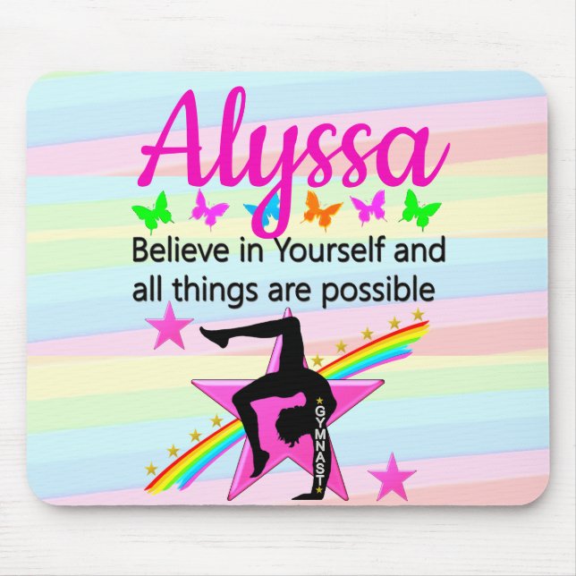 BELIEVE IN YOURSELF GYMNASTICS DESIGN MOUSE MAT (Front)