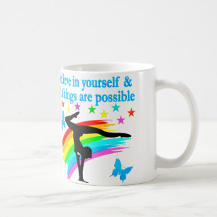 BELIEVE IN YOURSELF GYMNASTICS QUOTE COFFEE MUG