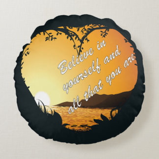 Believe in Yourself – Inspirational Heart Round Cushion