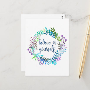 "Believe In Yourself" Inspirational Quote Postcard