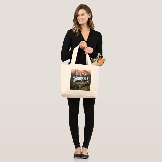 Believe in Yourself Large Tote Bag (Front (Model))