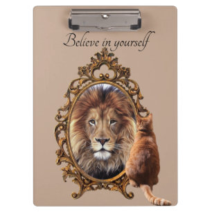 Believe In Yourself   Lion Vintage Inspirational  Clipboard