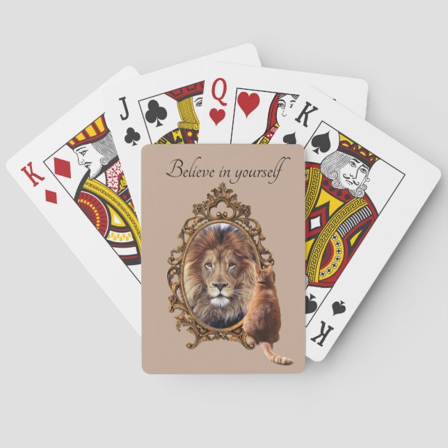 Believe In Yourself | Lion Vintage Inspirational  Playing Cards (Back)