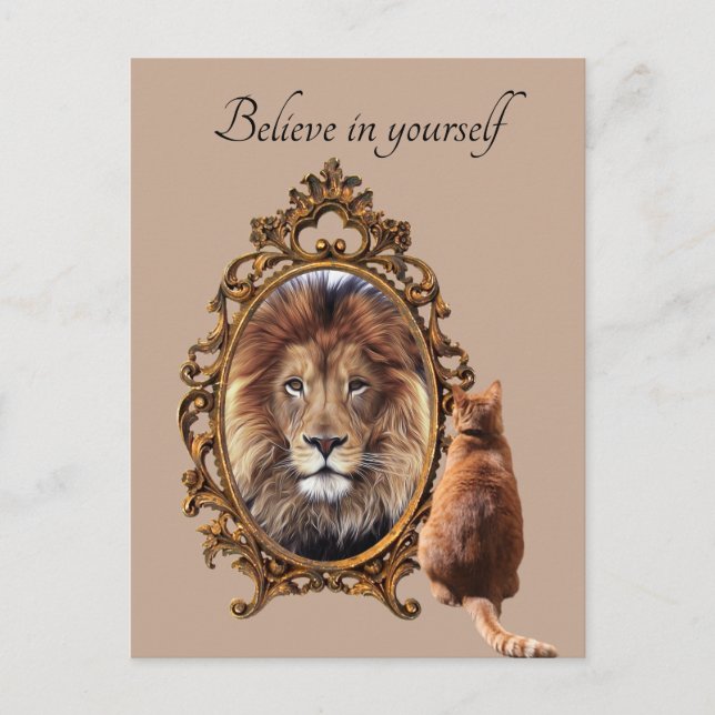 Believe In Yourself | Lion Vintage Inspirational  Postcard (Front)