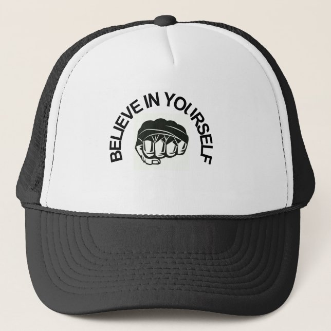 Believe in Yourself | Modern Inspirational Quote Trucker Hat (Front)