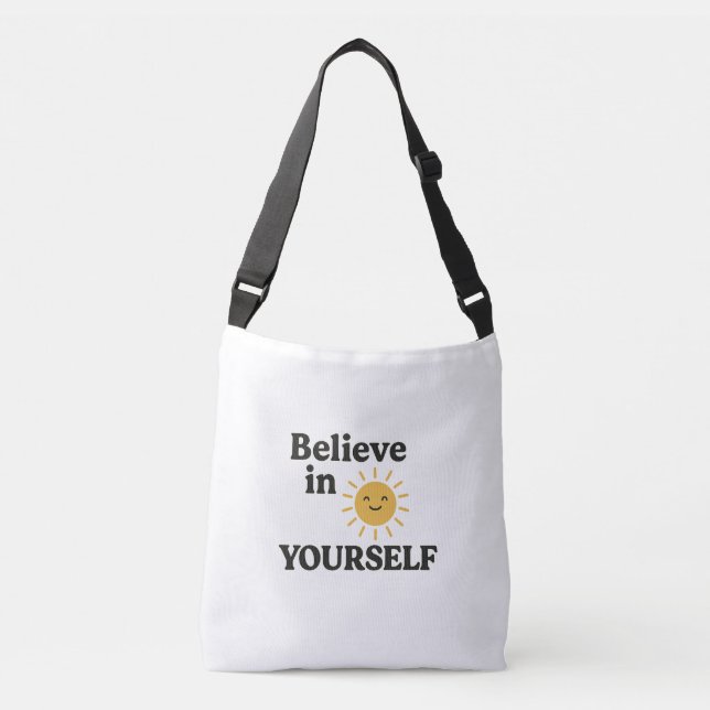 : "Believe in Yourself – Motivational Bag with Hap (Front)
