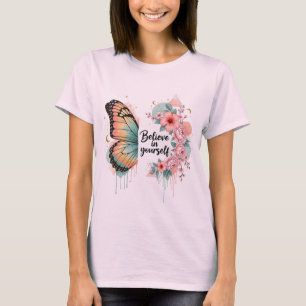 Believe in Yourself Motivational Design - Teal Ora T-Shirt