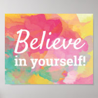 Believe in Yourself Motivational Quote Watercolor