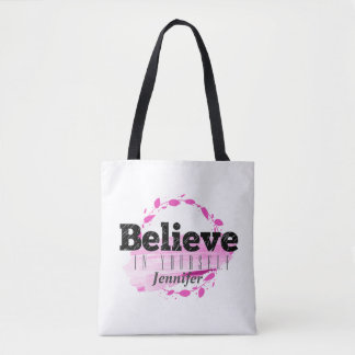 Believe In Yourself Pink Watercolor Inspiring Tote Bag