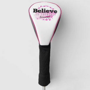 Believe In Yourself Pink Watercolor Motivational Golf Head Cover