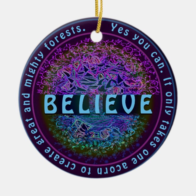 Believe in Yourself Positive Message Ceramic Tree Decoration (Front)