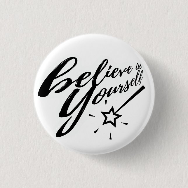 Believe in Yourself Typography Magic Wand 3 Cm Round Badge (Front)