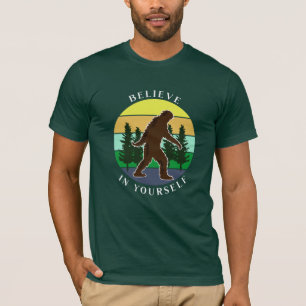 Believe in Yourself   Vintage Sunset Bigfoot   T-Shirt