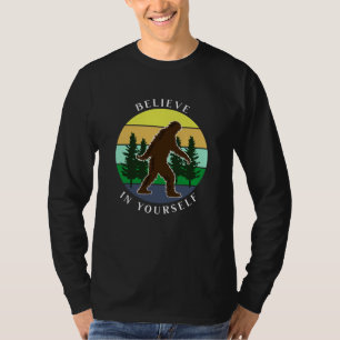 Believe in Yourself   Vintage Sunset Bigfoot   T-Shirt