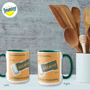 Believe Inspirational Christian Scripture Two-Tone Mug