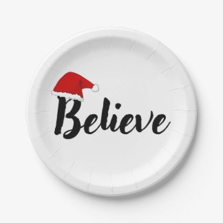 Believe - Inspirational Christmas Quote design T-S Paper Plate
