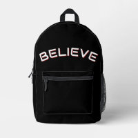 ‘Believe’ inspirational Quote Black Backpack