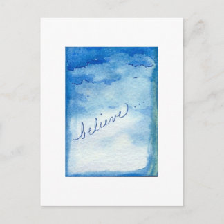 Believe Inspirational Watercolor Painting Postcard