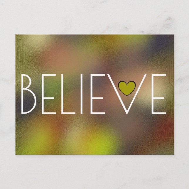 BELIEVE Inspirational Word Cute Postcard (Front)