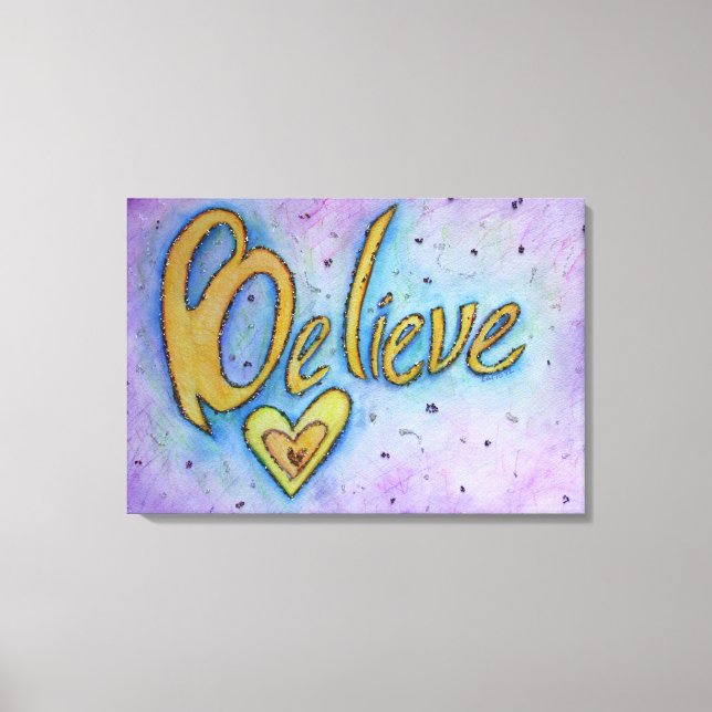 Believe Inspirational Word Painting Canvas Art (Front)