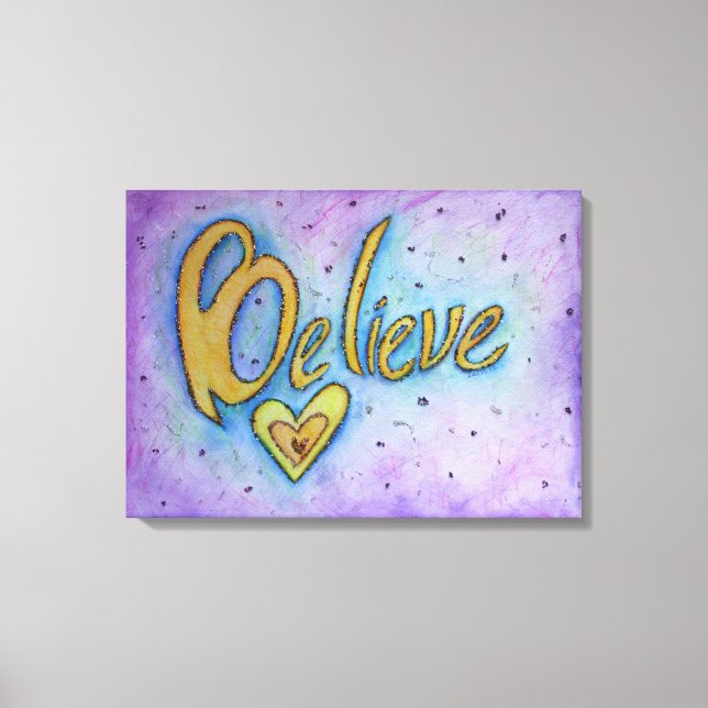 Believe Inspirational Word Painting Canvas Art (Front)