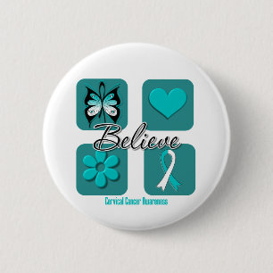 Believe Inspirations Cervical Cancer 6 Cm Round Badge