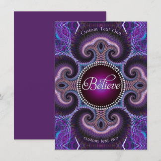 Believe : Inspire : Purple Fractals Cross Circle Enclosure Card