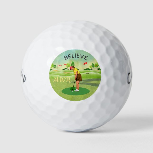 Believe is Key Cart Greens Monogram Golf Balls (Front)
