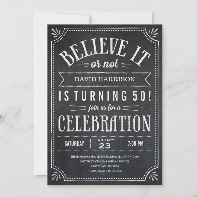 Believe it or Not Birthday Party Invitations (Front)