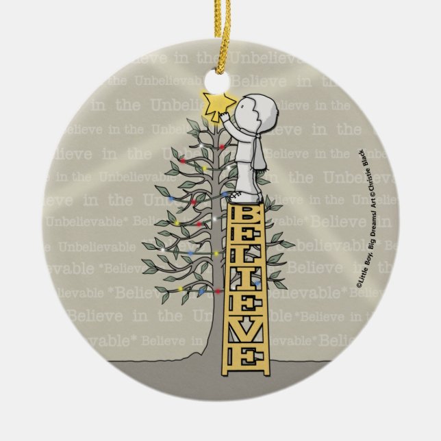 Believe Ladder -Christmas Tree Ceramic Tree Decoration (Front)